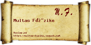Multas Füzike névjegykártya